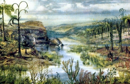  artist’s impression of classical Carboniferous lungfish habitat