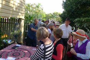 Damien (to rear) promotes Seed Saving