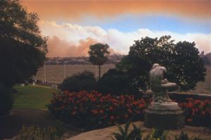 Sydney bushfire sunset 1994