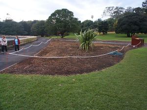 Garden Bed 116a is turfed over to save labour