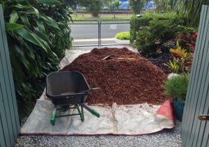 Use of mulch to protect turf from trampling