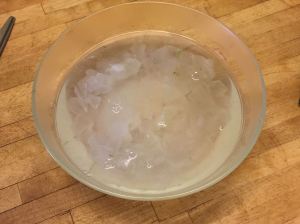 Aloe vera - salted and soaking to help remove bitterness